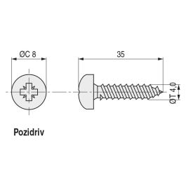 UCAFIX Vis à bois tête ronde Pozidriv diamètre 4mm longueur 35mm (Boîte de 1000)