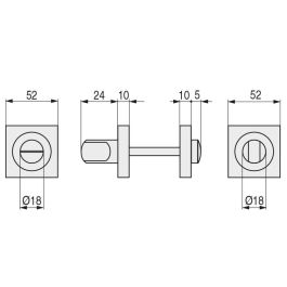 HERRAJES ALK Muletilla Desbloqueo Zamak 50X50 Nickel Satiné