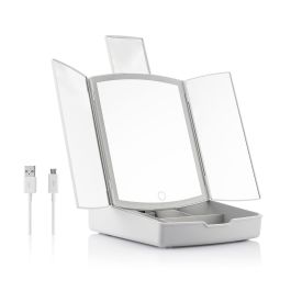 Miroir LED Pliable avec Organisateur de Maquillage 3-en-1 Panomir InnovaGoods