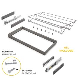 Emuca Kit tiroir à chaussures et rack ajustable Quartz pour armoires, glissières extension totale et à fermeture douce, Module 90cm, Finition Titane