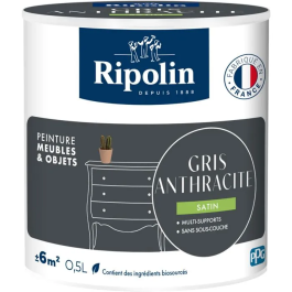Ripolin Peinture Meubles & Objets, 0.5L, Gris Anthracite Satiné, pour Bois, Mélaminé, Stratifié, Métal, Intérieur/Extérieur, Sans Sous-Couche Precio: 40.632. SKU: B1G9Q2MVQW