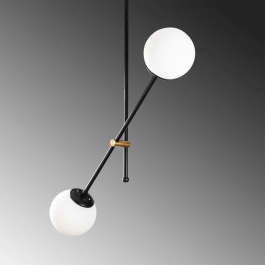 Opviq Lampe Suspendue Lanus Métal/Verre Blanc/Noir 2xE27 OPV-892OPV1931