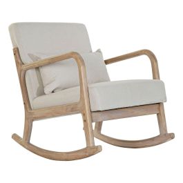 Fauteuil à Bascule DKD Home Decor Beige Naturel Lin Bois d'hévéa 66 x 85 x 81 cm