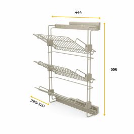 Emuca Porte-chaussures latéral coulissant pour placards et dressing Hack, Gauche, Peint gris pierre, Acier.