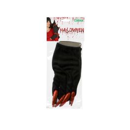 Guantes Negros avec Griffes Rouges Longues pour Diablesse ou Démon - Accessoire de Déguisement Halloween, Fête et Cosplay Infernal