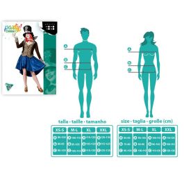 Disfraz Traje de Sombrerera Loca Marron Taille XL pour Femme Adulte - Costume Carnaval (Chapeau Haut-de-Forme, Nœud Papillon, Gilet, Veste, Jupe)