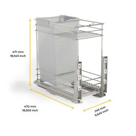 Emuca Chariot coulissant avec paniers et chariot à pain Supra avec fermeture à amortie, module 300, Acier, Chromé