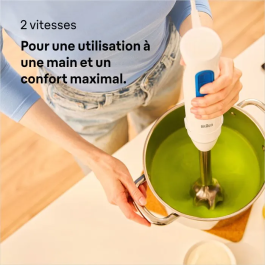 Braun - Mixeur plongeant MultiQuick MQ30001M - 900 W - 2 vitesses - Technologie PowerBell VPlus - Blanc et Bleu