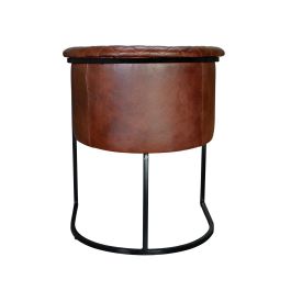 GINER Y COLOMER Chaise en cuir naturel avec piètement métal marron et noir - Assise 45 cm de large