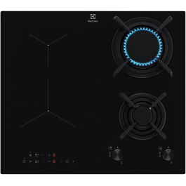 Electrolux Plaque de cuisson mixte gaz et induction KDI640713K 4 foyers (2 induction, 2 gaz) Noir 59 x 52 cm avec brûleurs Vertical Flame et sécurité enfants