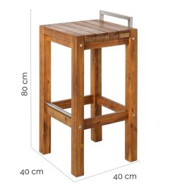 Tabouret Norah Bois Acier inoxydable Bois d'acacia 40 x 40 x 80 cm Gris