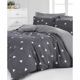 Parure de lit 1 housse de couette 220x240 cm + 2 taies d'oreiller 60x60 cm - 65% coton, 35% polyester - Gris ASI8683342642484