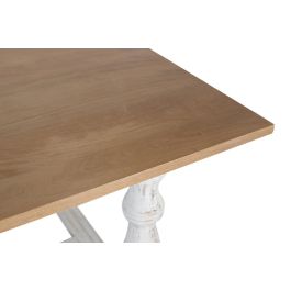 GINER Y COLOMER Table de salle à manger rectangulaire en bois de manguier, plateau naturel et pieds tournés blanc vieilli vintage (200 x 90 cm)