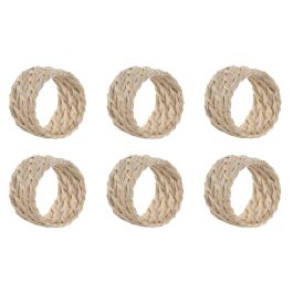 Rond de serviette Home ESPRIT Blanc Naturel Bambou Rotin 5 x 5 x 3 cm