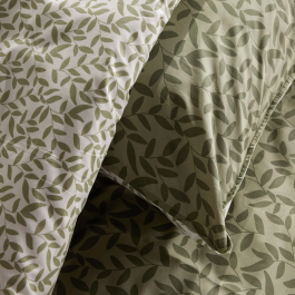 Today - Parure de lit 2 personnes Sunshine - Imprimé floral vert - Housse de couette 220x240 cm et 2 taies 63x63 cm - Coton