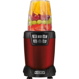 Sencor SNB 6601RD Blender Smoothie, Mixeur 1200 W avec 2 Récipients (0.8 L, 1 L), 6 Lames Titane, Programmes Prédéfinis, Sans BPA