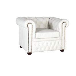 GINER Y COLOMER Canapé 1 place Chesterfield en cuir capitonné blanc - Sofa design et intemporel Precio: 1463.988. SKU: B1JK5QR7BT