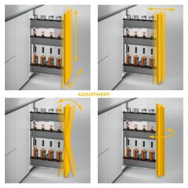 Emuca Porte-bouteilles latéral extractible Harmony avec fermeture amortie, Module largeur 150mm hauteur 800mm, Acier et Bois, Gris anthracite