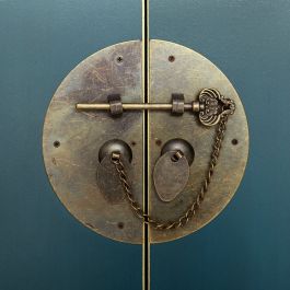 Buffet ORIENTE Bleu Doré Fer Bois MDF 73 x 26 x 90 cm