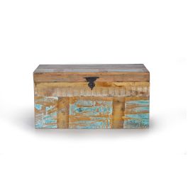 GINER Y COLOMER - Baûl de Rangement Artisanal en Bois Recyclé Multicolor - Coffre 80x40x40 cm, Grande Capacité, avec Ouverture Supérieure