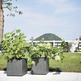 DEROMA Pot de fleurs Cube Millennium R - 39 x H39,1 cm - Anthracite - A réserve d'eau