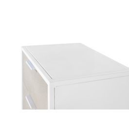 GINER Y COLOMER - Mesita de Noche con Frente En Resina - Table de nuit avec 2 tiroirs métalliques et façade en résine, couleur blanc et beige, 60x50x40 cm
