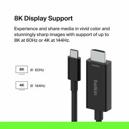 Câble USB-C vers HDMI Belkin AVC012bt2MBK Noir 2 m