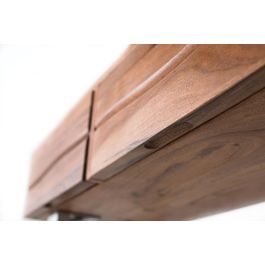 GINER Y COLOMER - Console d'entrée en bois d'acacia massif et métal avec 3 tiroirs et plateau inférieur, couleur naturel, dimensions 120x30x90 cm