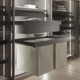 Emuca Kit panier métallique et rack ajustable Quartz pour armoires, glissières extension totale et à fermeture douce, Module 90cm, Finition Titane