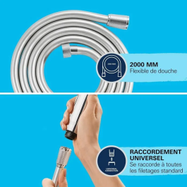 Grohe Flexo de Ducha VitalioFlex 27507001 - Douche Flexible 2m, Antitorsión, Connexion Universelle, Chrome