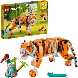 LEGO Creator 3-en-1 Su Majestad el Tigre 31129 Jouet Animal Tigre Panda Poisson pour Garçon et Fille dès 9 Ans