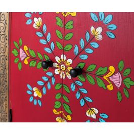 GINER Y COLOMER - Meuble auxiliare en bois de manguier et MDF avec deux portes et un tiroir, peint à la main - Multicolore, meuble décoratif artisanal