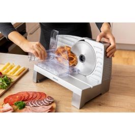 Sencor Trancheuse Électrique SFS 3050SL - 100 W, Disque de Coupe 170 mm Inox Amovible, Chariot Alimentaire - Argent