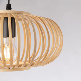 Lampe Suspendue Deo SKD-P80112 en Rotin avec Douille E27, Style Naturel Boho-Chic