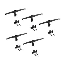 Emuca Lot de consoles pour 5 tablettes en verre pour la structure Zero, verre non inclus, Zamak, Peint en noir texturé