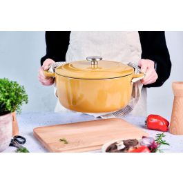Cosy & Trendy Casserole avec couvercle FONTESTIC en fonte émaillée Ø28 cm 6,15 L Ambre Induction COS5401110056904