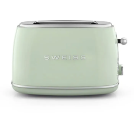 SWEISS Grille-Pain Vintage 2 Fentes Modèle GRS7, 850 W, Thermostat Réglable 6 Niveaux, Fonction Décongélation, Vert