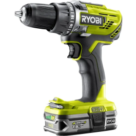 Ryobi Perceuse-visseuse sans fil ONE+ R18DD3-215S 18V 2x1.5Ah - 50 Nm, perçage bois 38 mm/métal 13 mm, avec sac et chargeur
