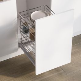 Emuca Chariot coulissant Supra avec fixation inférieure à fermeture amortie, module 400mm, acier, chromé