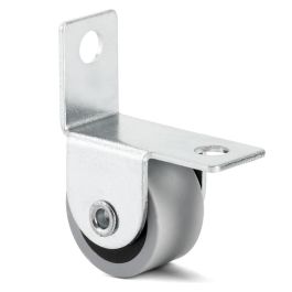 Q&Q Roue fixe KETY-S, Diamètre 25mm, Hauteur 28mm, Support Équerre Acier Zingué, Bande Caoutchouc Gris