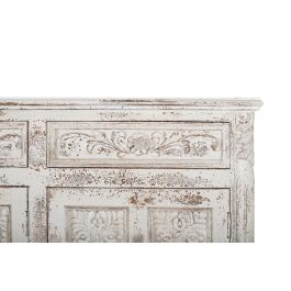 GINER Y COLOMER - Buffet en bois de manguier massif, finition blanc craquelé vieilli, 3 portes sculptées à la main, 175x95x44 cm
