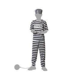 Déguisement Prisonnier pour Enfant - Costume Camisote et Pantalon avec Bonnet - Taille 3-4 Ans - Idéal Carnaval