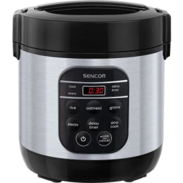 Sencor SRM 0650SS - Cuiseur à riz 0,6 litre avec 5 modes (riz, vapeur, mijotage), maintien au chaud 12h et cuve inox - Cuisson automatique