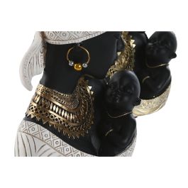 Figurine Décorative Home ESPRIT Blanc Noir Doré Africaine 15 x 9 x 25 cm (2 Unités)