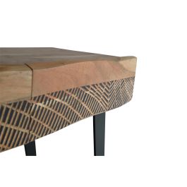 GINER Y COLOMER Console de Salon en Acacia et Métal, 2 Tiroirs, Sculpture à la Main, Dimensions 110 x 40 x 77 cm, Finition Naturelle