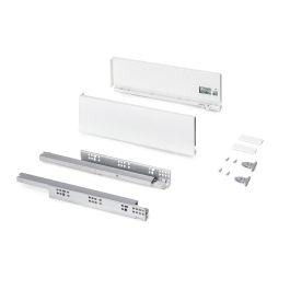 Emuca Tiroir extérieur Protone 30kg , coulisses à sortie totale et fermeture amortie, hauteur 131mm, profondeur 400mm, Acier, Peint en blanc