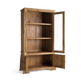 GINER Y COLOMER - Buffet Vitrine en Bois de Teca avec 4 Portes (2 Vitrées, 2 Bois) et Détails Artisanaux, Design Élégant pour Salon - Dimensions 186 x 109 x 42 cm
