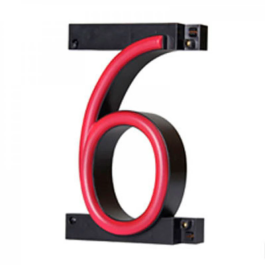 Lettre LED Néon - Numéro 6 - Dimensions: 90mm Largeur, 161mm Hauteur, 38mm Profondeur - Création d'Enseignes Personnalisées