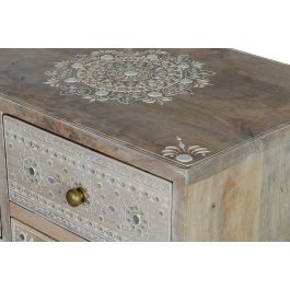 Giner y Colomer - Table téléphone avec 7 tiroirs en bois massif de manguier naturel, meuble auxiliare artisanal, finition peinte à la main