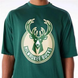 T-shirt à manches courtes homme New Era NBA PANEL OS Milwaukee Bucks Vert clair Blanc